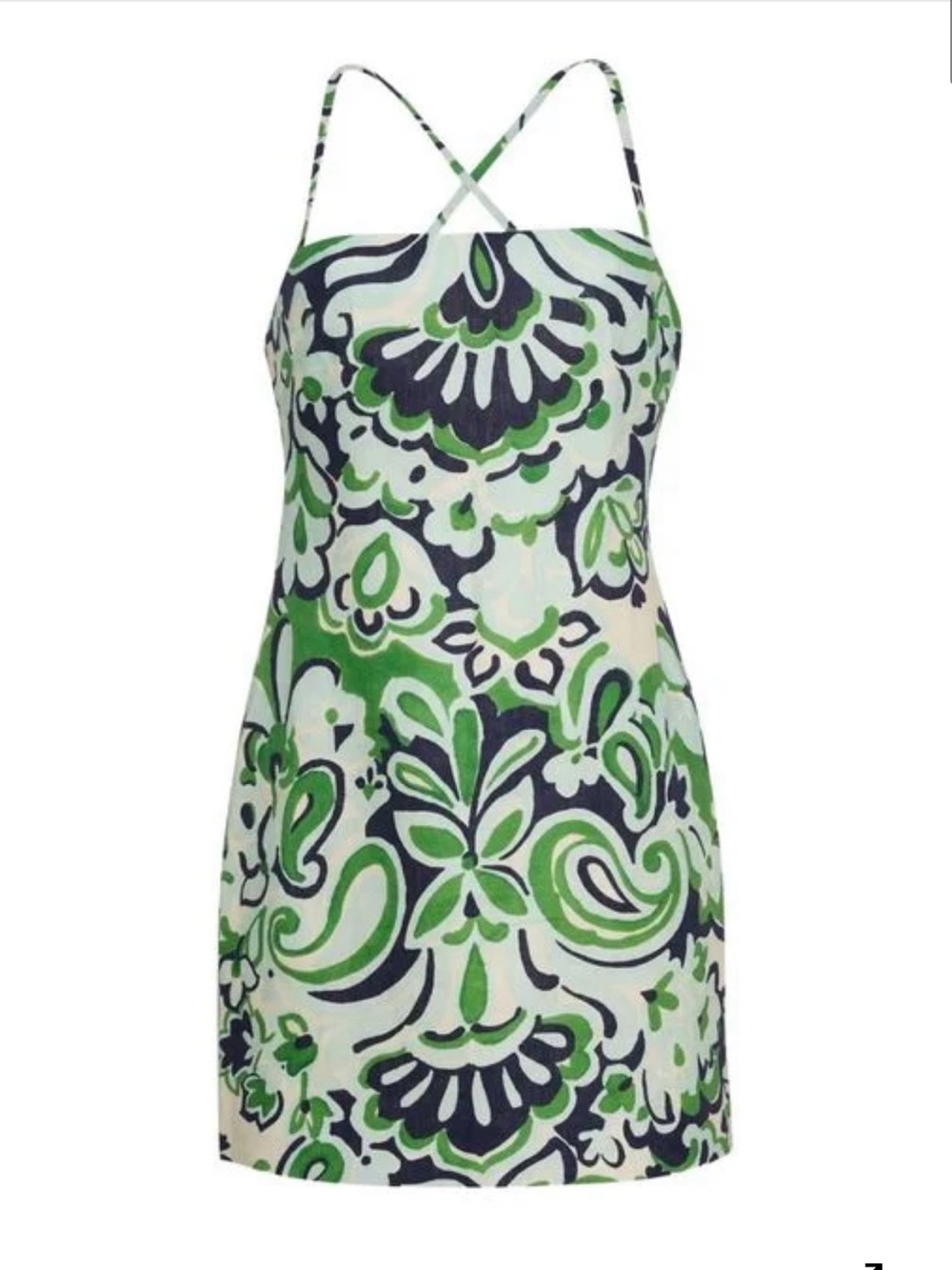 Cara Cara Green Geometric Print Cross Back Mini Day Dress
